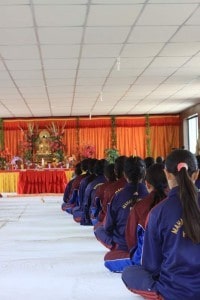 Spiritual Warriors - students in the puja hall