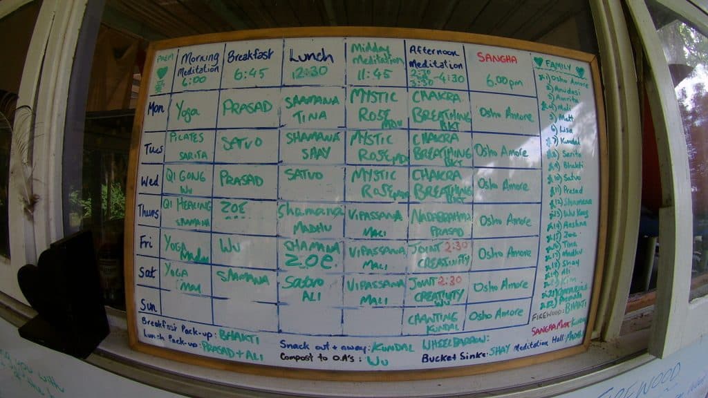 white board with schedule