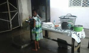 little girl with food