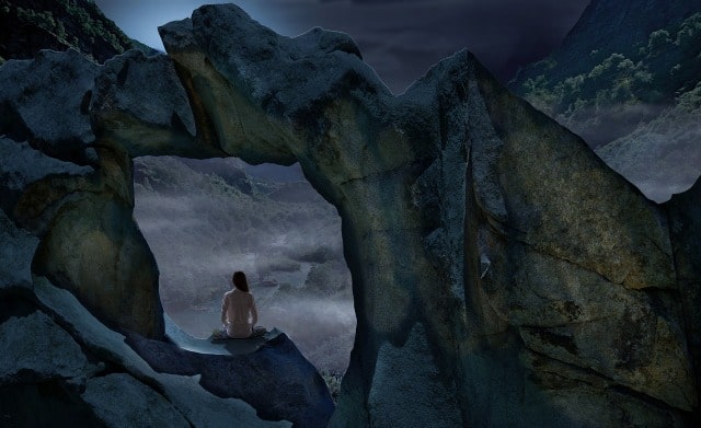 woman in silence evening