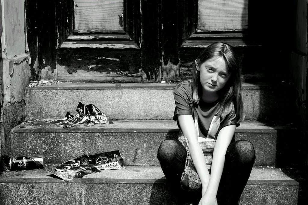 young girl down and out