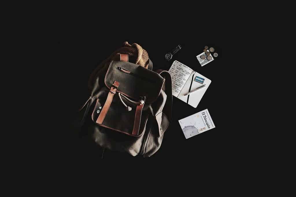 backpack and map