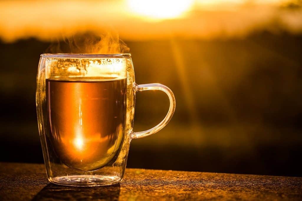 cup of tea at sunrise