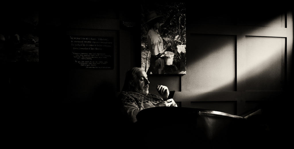 old man sitting alone in solitude