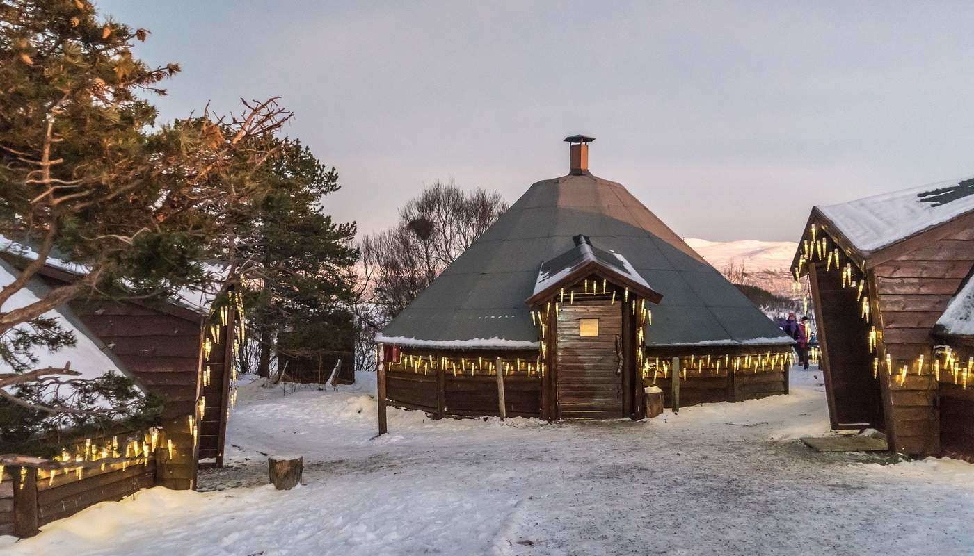 House with lights in Norway