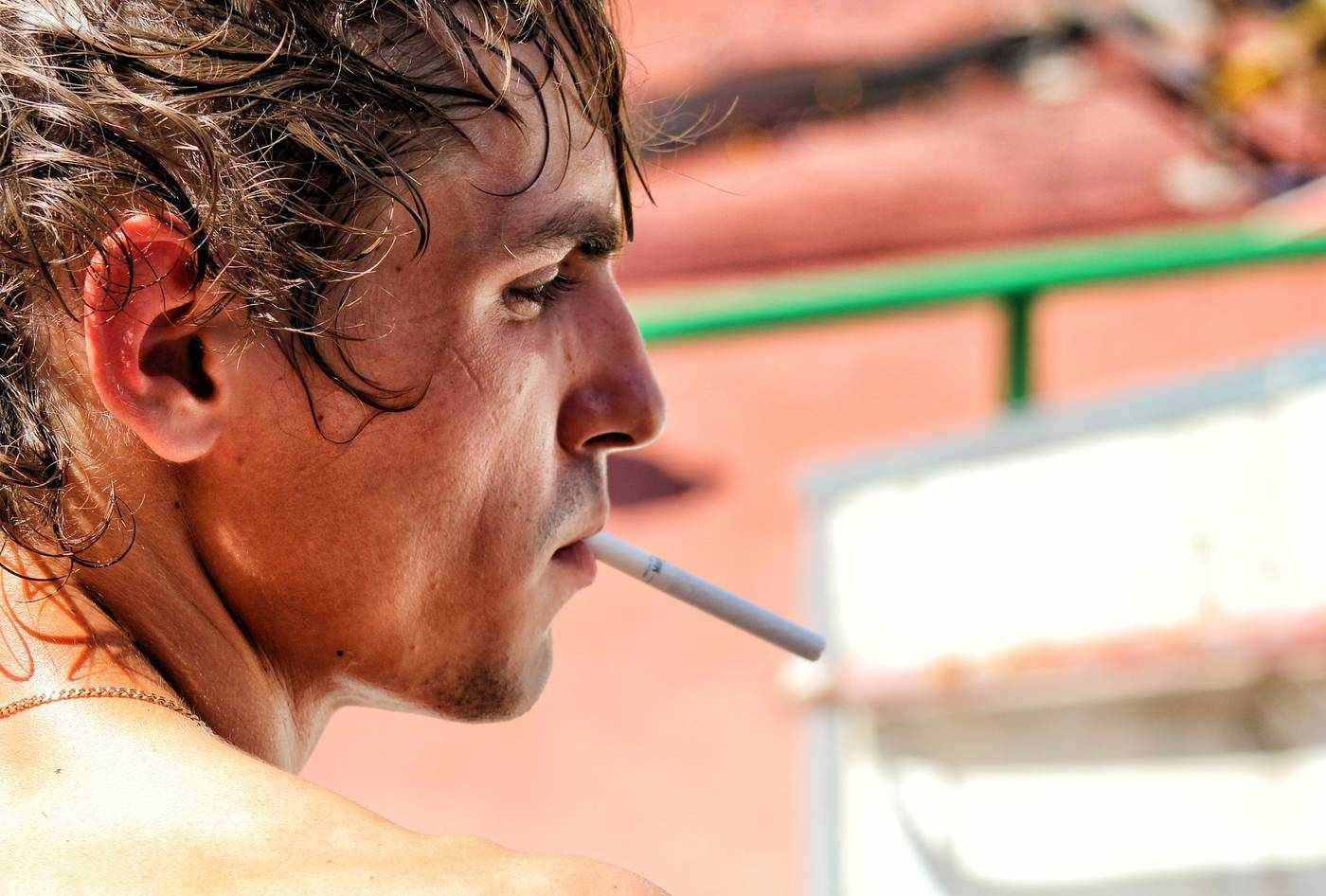Man smoking cigarette